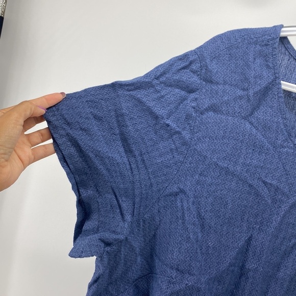 Pure Jill linen longline tunic split hem oversized blue summer cover up top - Picture 4 of 7